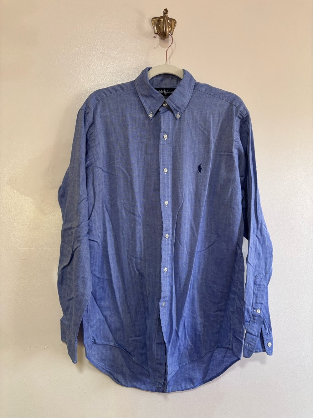Yarmouth Shirt by Polo Ralph Lauren Blue Button-Down Preppy Classic Office Ready